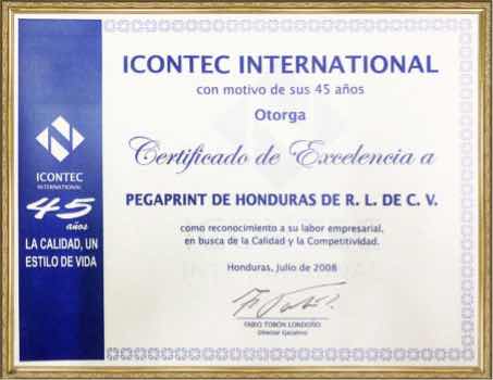 Pegaprint de Honduras -certificación IQNET